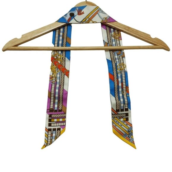 HERMES Twilly - Purple Blue Multi Scarf 198-082625 - Picture 1 of 6